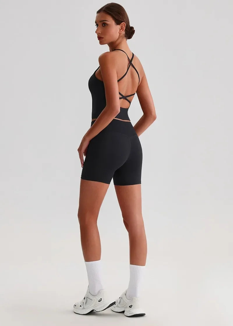 Women's Yoga Outfit Set Summer Sports Bra Vest Breathable Quick-Dry Workout Clothes Gym Running Fitness Suit Yoga Outfit