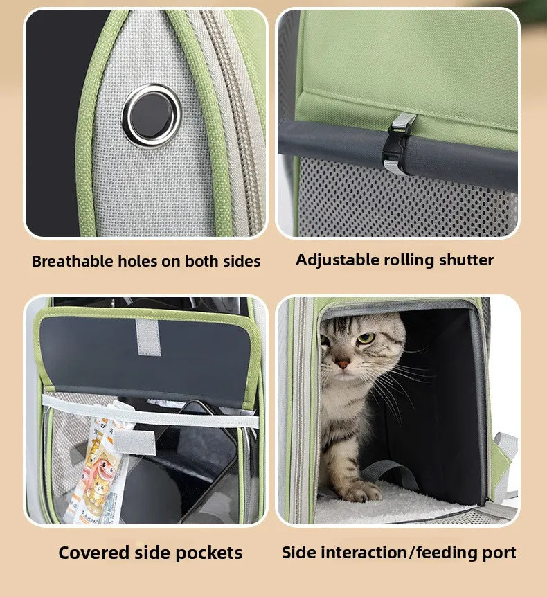 Cat backpack  outing schoolbag  double-shoulder pet bag  cat for travel  dog and cat supplies  transparent large-capacity portab