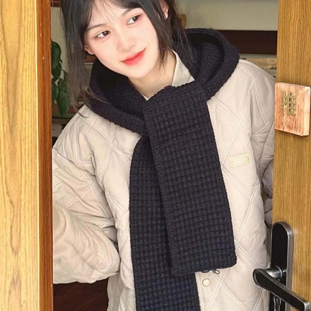 Hooded Scarf Early Autumn Scarf Hats Fashion Ear Protector Beanies Useful Earmuffs Cap Winter Thicken Items Women Neck Scarf