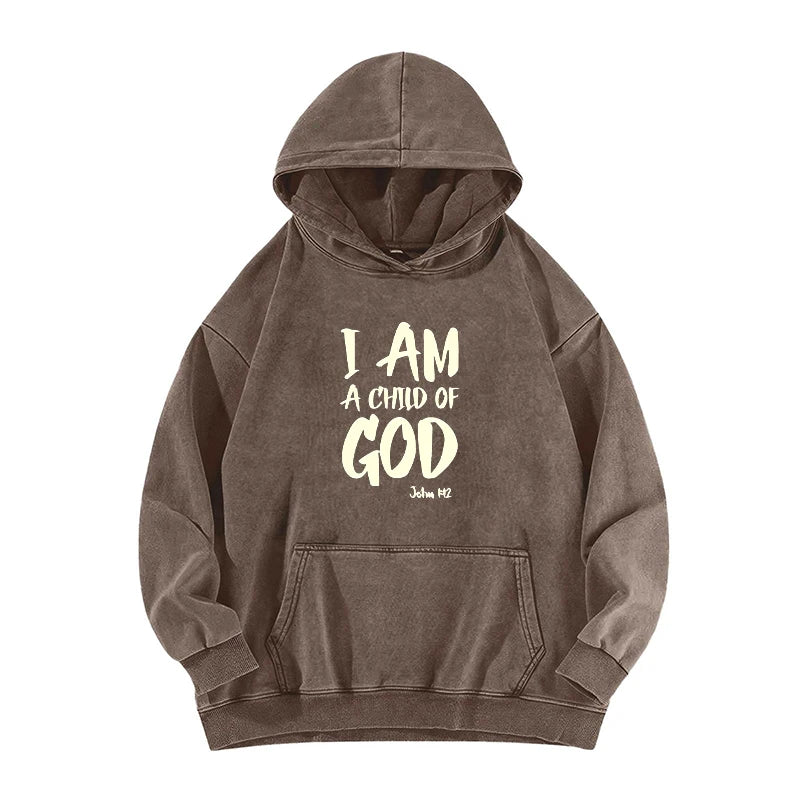 Hoodie for Men Streetwear I Am a Child of God Design Print Graphic Hoodies for Men Suitable for Wearing in Autumn washed hoodie