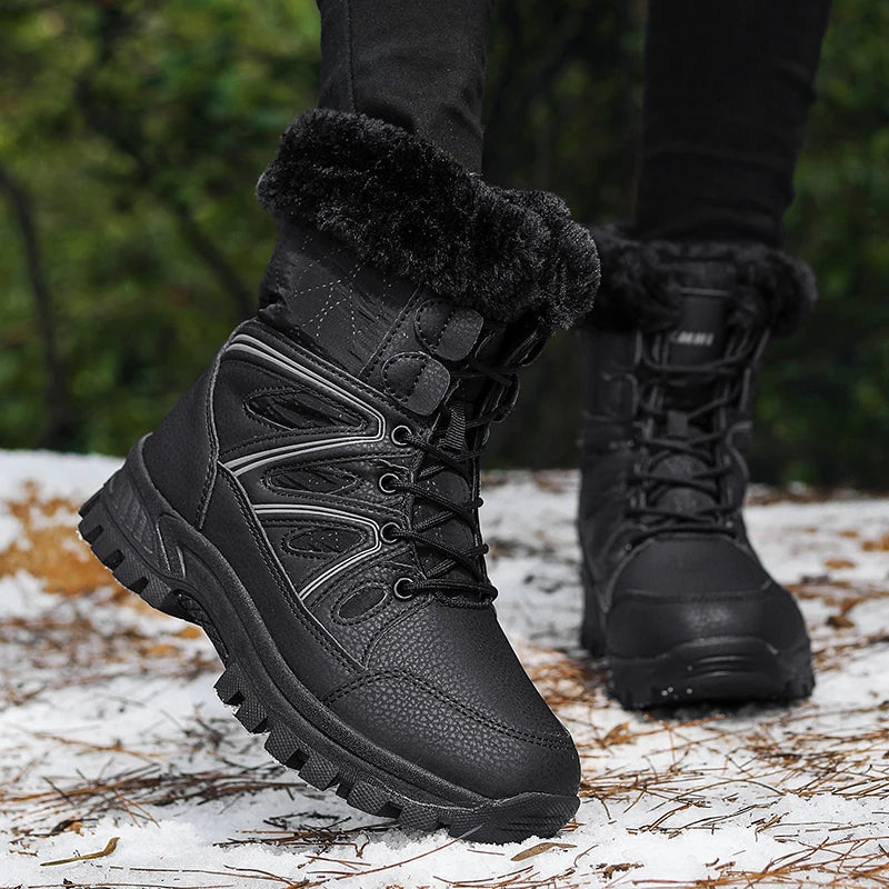 Winter Snow Boots Women High-top Outdoor Casual Keep Warm Soft Plush Ankle Boots Women Anti-slip Wear-resistant Women Shoes