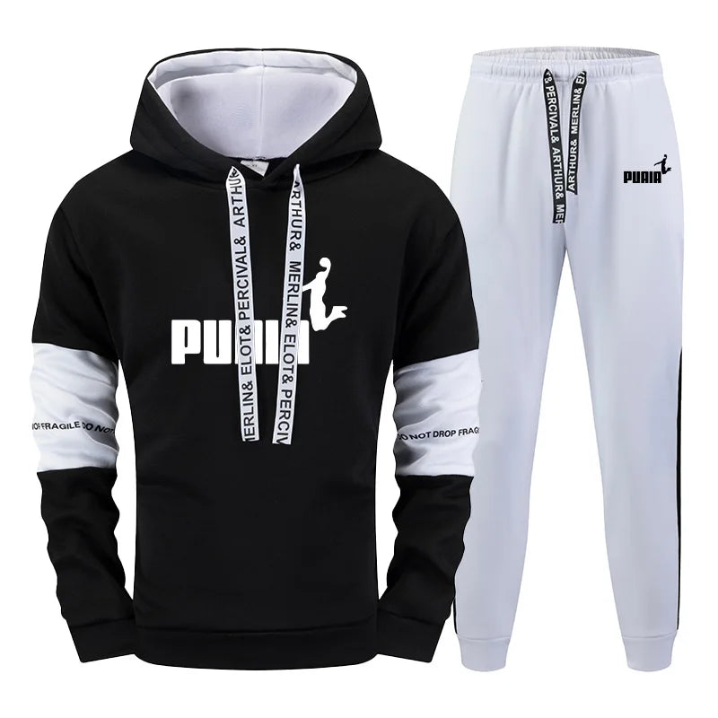 Fall Winter Daily Casual Sporty Jogger Set Urban Fashion Hoodie Sportswear 2025 New Men's Tracksuit Hooded Sweatshirt Sweatpants