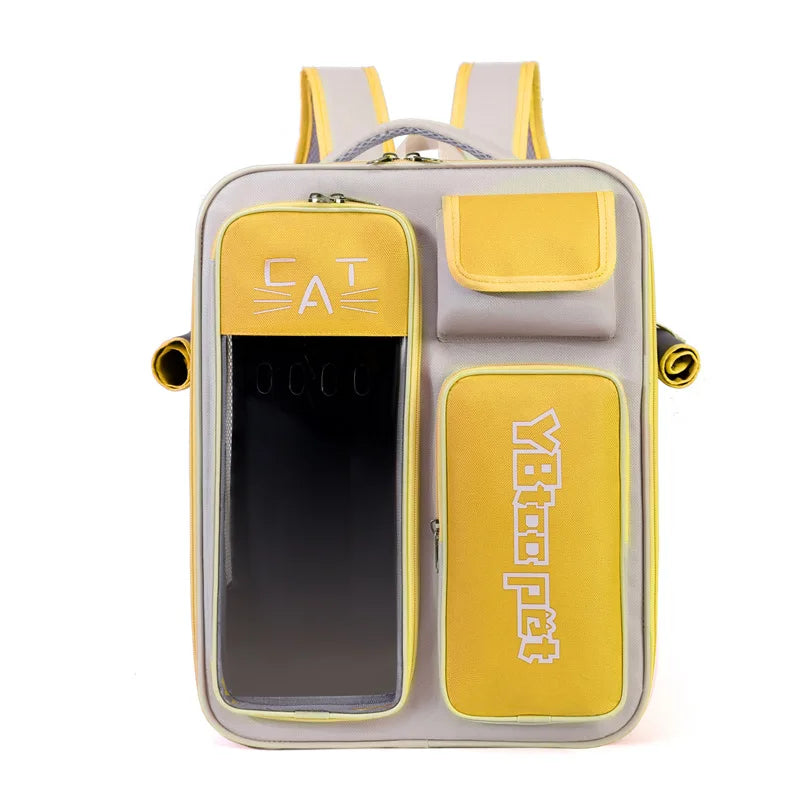Cat backpack  outing schoolbag  double-shoulder pet bag  cat for travel  dog and cat supplies  transparent large-capacity portab