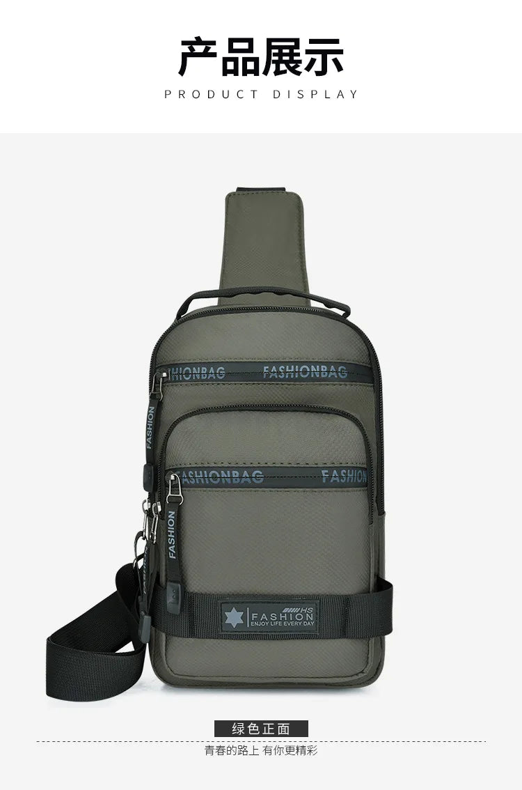 Chest Bag For Men New Large Capacity Shoulder Korean Version Travel Lightweight Nylon Crossbody Bag Backpack