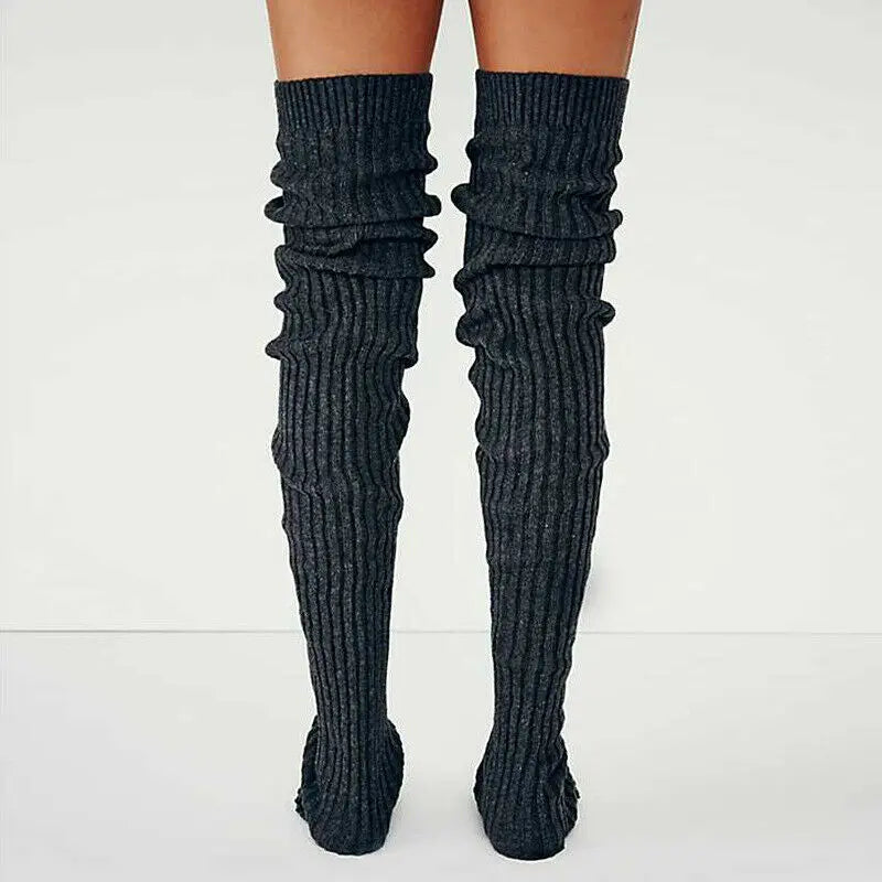 Winter Long Warm Leg Warmers Knitting Knee High Socks Girl Boot Topper Sock Skinny Stockings Knitted Crochet Long Socks