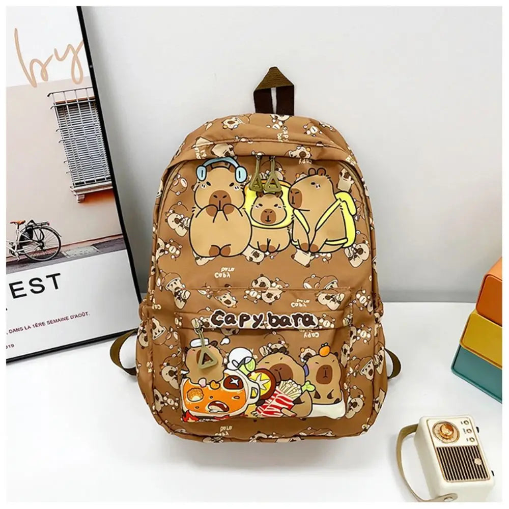 Cute Large Capacity Capybara Backpack Cartoon Breathable Student Schoolbag Nylon Ultra-light Book Bag Back to school Women Girl