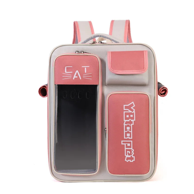 Cat backpack  outing schoolbag  double-shoulder pet bag  cat for travel  dog and cat supplies  transparent large-capacity portab
