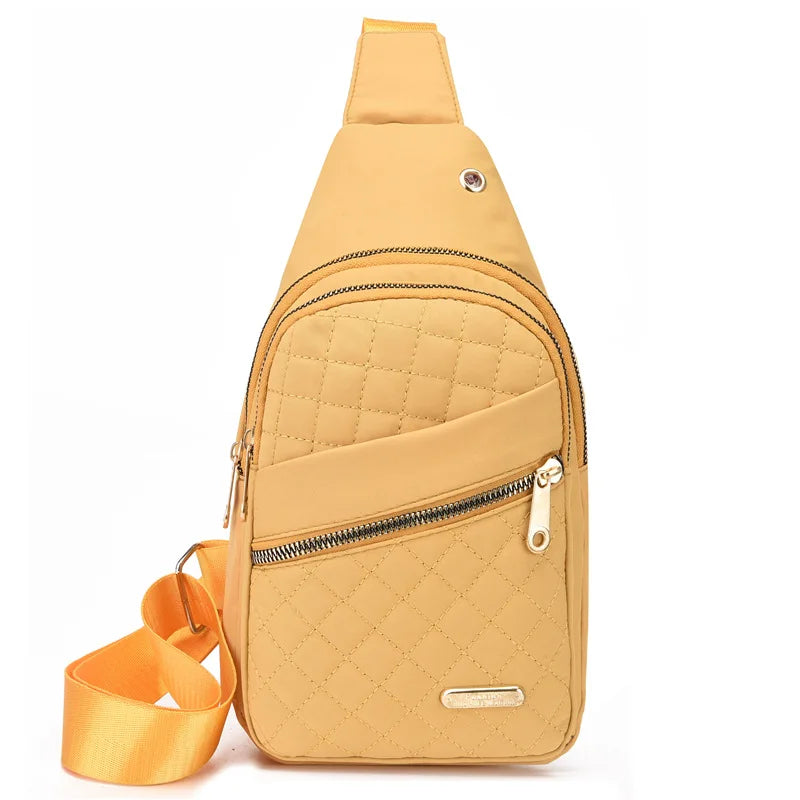 Sling Chest Bag Phone Purse Waterproofing Nylon Women Men Small Shoulder Bags for Sports Shopping Leisure White Sling Bag