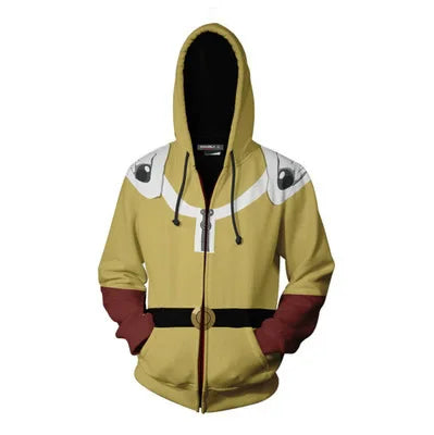 Adult Yellow Hoodies cartoon Hoodie Saitama cosplay clothing Men Women Costume Sweatshirts Mens anime clothes