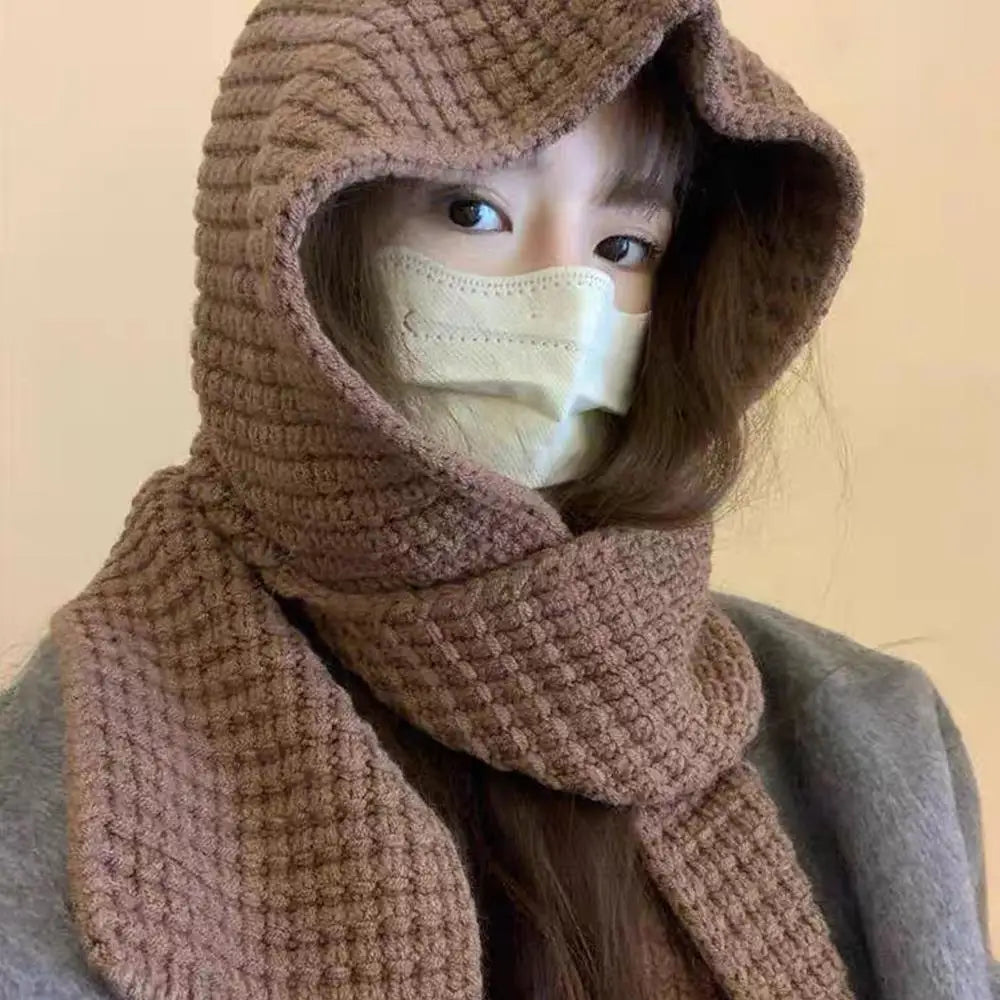 Hooded Scarf Early Autumn Scarf Hats Fashion Ear Protector Beanies Useful Earmuffs Cap Winter Thicken Items Women Neck Scarf