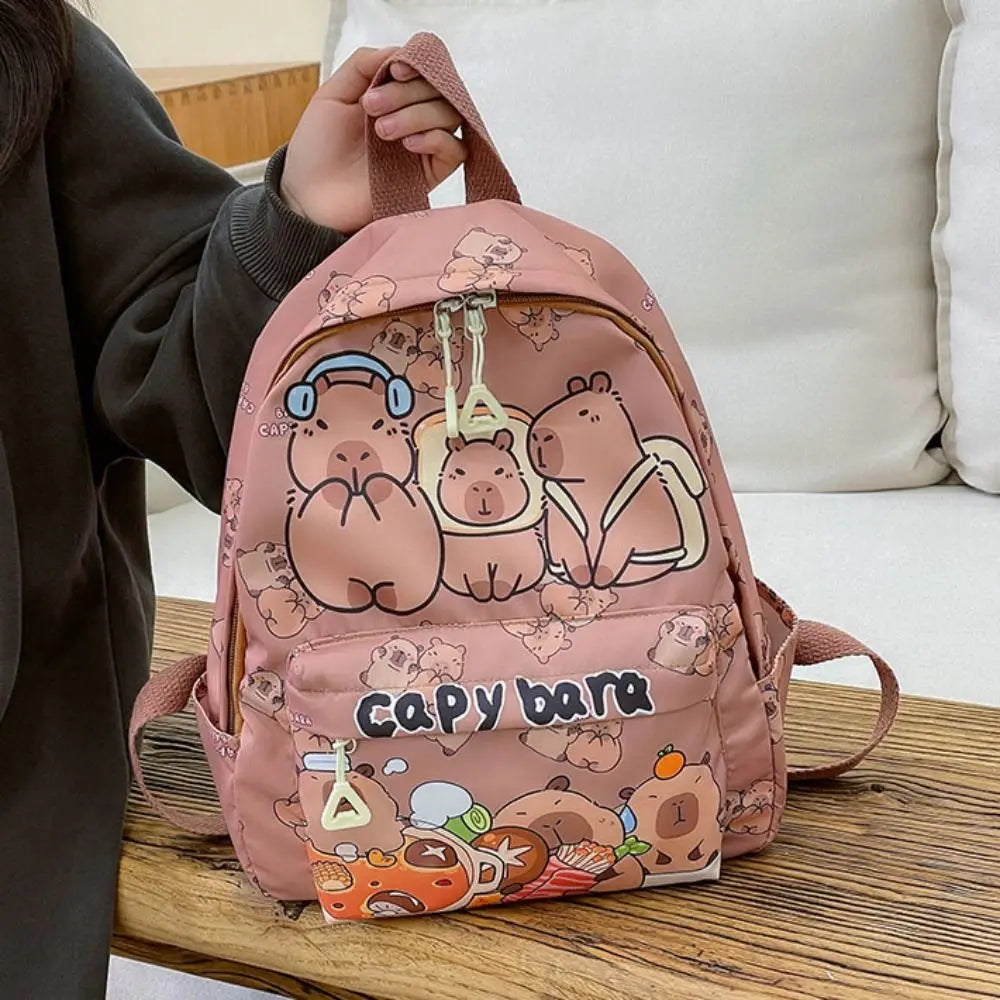 Cute Large Capacity Capybara Backpack Cartoon Breathable Student Schoolbag Nylon Ultra-light Book Bag Back to school Women Girl