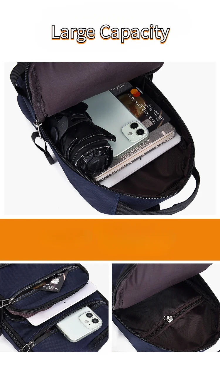 Chest Bag For Men New Large Capacity Shoulder Korean Version Travel Lightweight Nylon Crossbody Bag Backpack