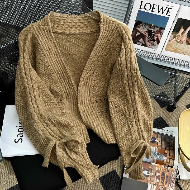 Sweater Jacket Women's Autumn and Winter New Style Western-style Outerwear with Knitted Cardigan Loose Short Long Sleeved Top