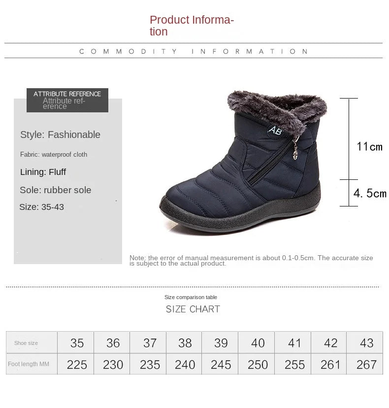 Winter Women Boots Thick Bottom Ankle Boots Women Waterproof Boots Fashion Women Shoes Solid Color Ladies Shoes Female Sneakers