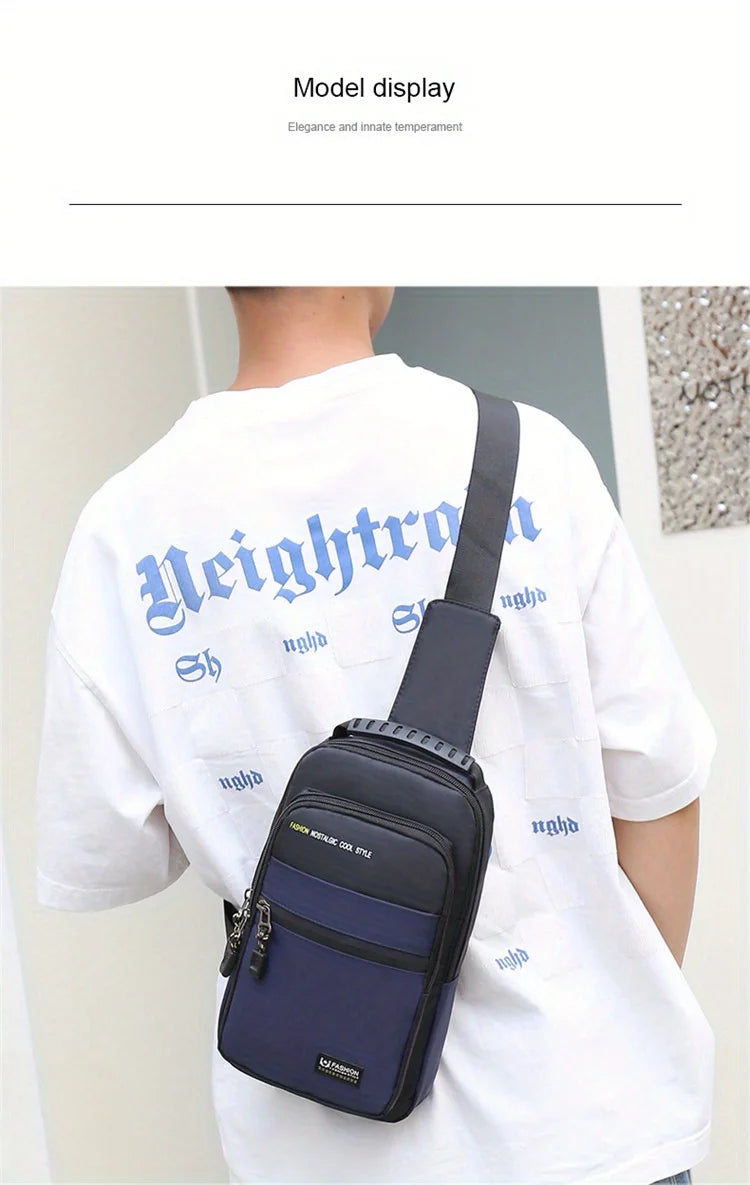 1pc Men's Casual Crossbody Bag, Fashion Sports Travel Oxford Cloth Sling Bag