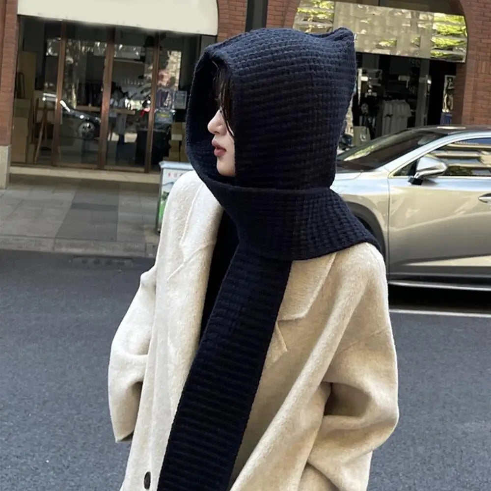Hooded Scarf Early Autumn Scarf Hats Fashion Ear Protector Beanies Useful Earmuffs Cap Winter Thicken Items Women Neck Scarf