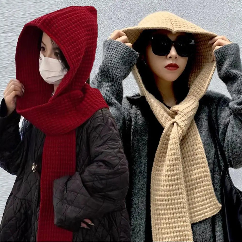 Hooded Scarf Early Autumn Scarf Hats Fashion Ear Protector Beanies Useful Earmuffs Cap Winter Thicken Items Women Neck Scarf