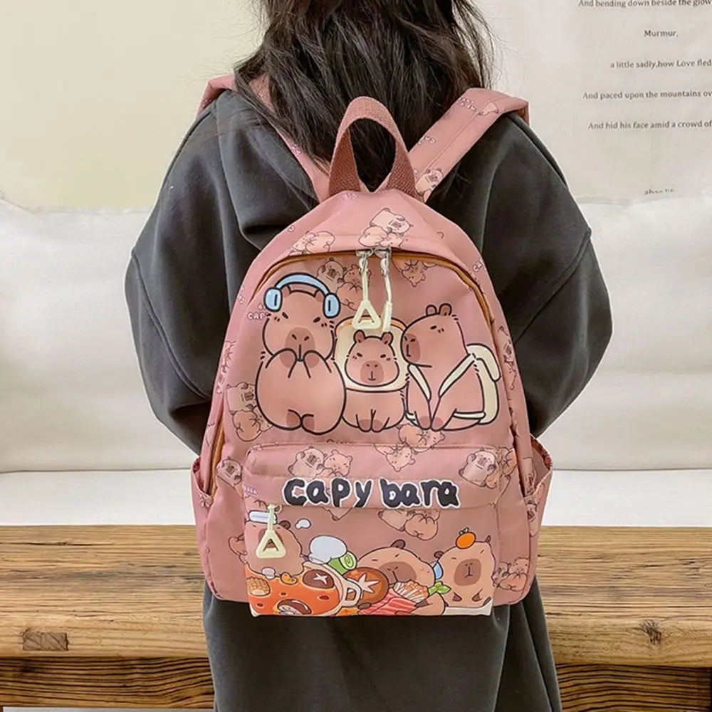 Cute Large Capacity Capybara Backpack Cartoon Breathable Student Schoolbag Nylon Ultra-light Book Bag Back to school Women Girl
