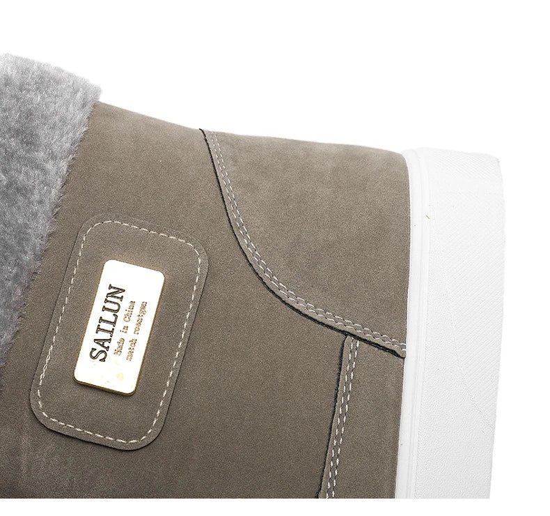 2025New Winter Men's Boots Fashion High-top Cotton Shoes Plush Warm Fur Snow Boots Suede Casual Ankle Boots for Men Botas Hombre