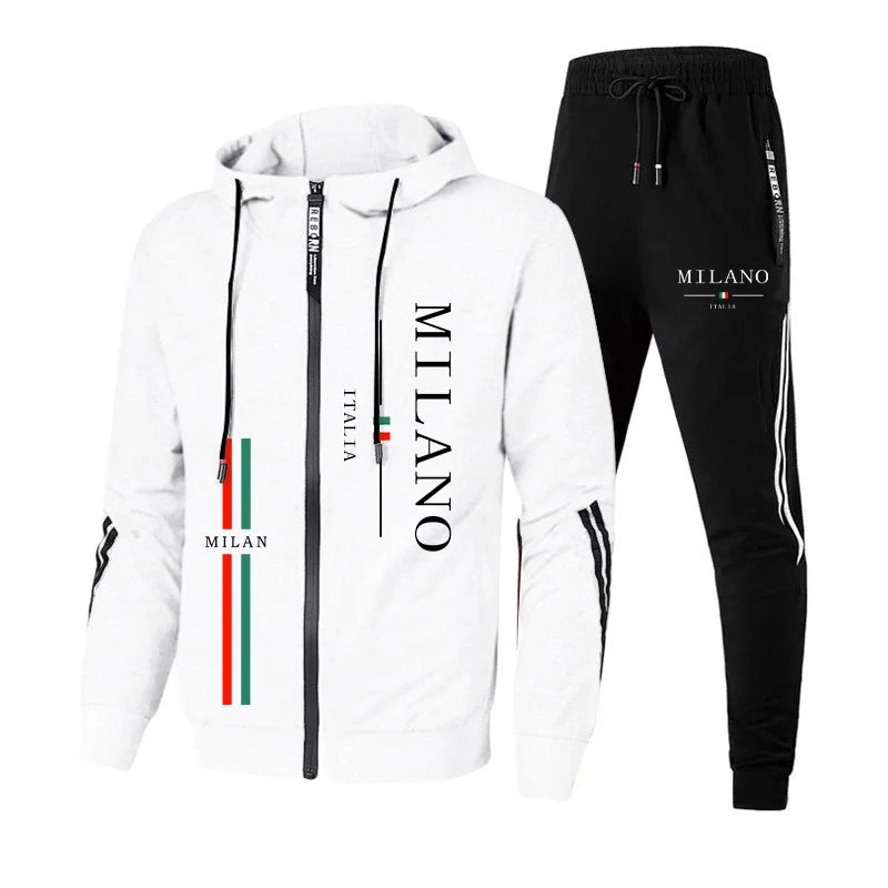 Fall Winter Daily Casual Sporty Jogger Set Fitness Jacket Outfit 2025 New Arrival Men's Tracksuit Zip-up Hoodie Black Sweatpants