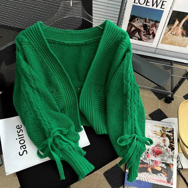 Sweater Jacket Women's Autumn and Winter New Style Western-style Outerwear with Knitted Cardigan Loose Short Long Sleeved Top