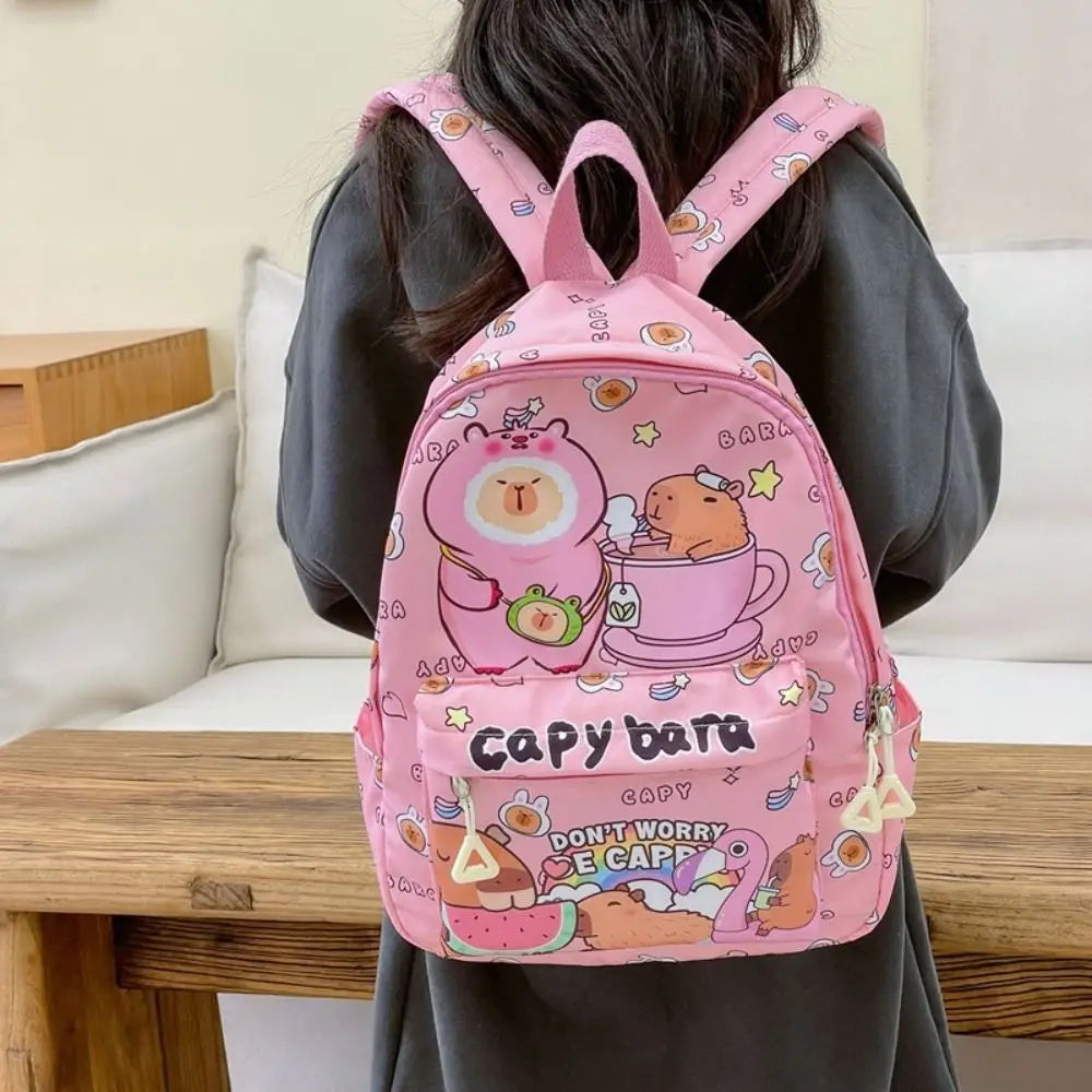 Cute Large Capacity Capybara Backpack Cartoon Breathable Student Schoolbag Nylon Ultra-light Book Bag Back to school Women Girl